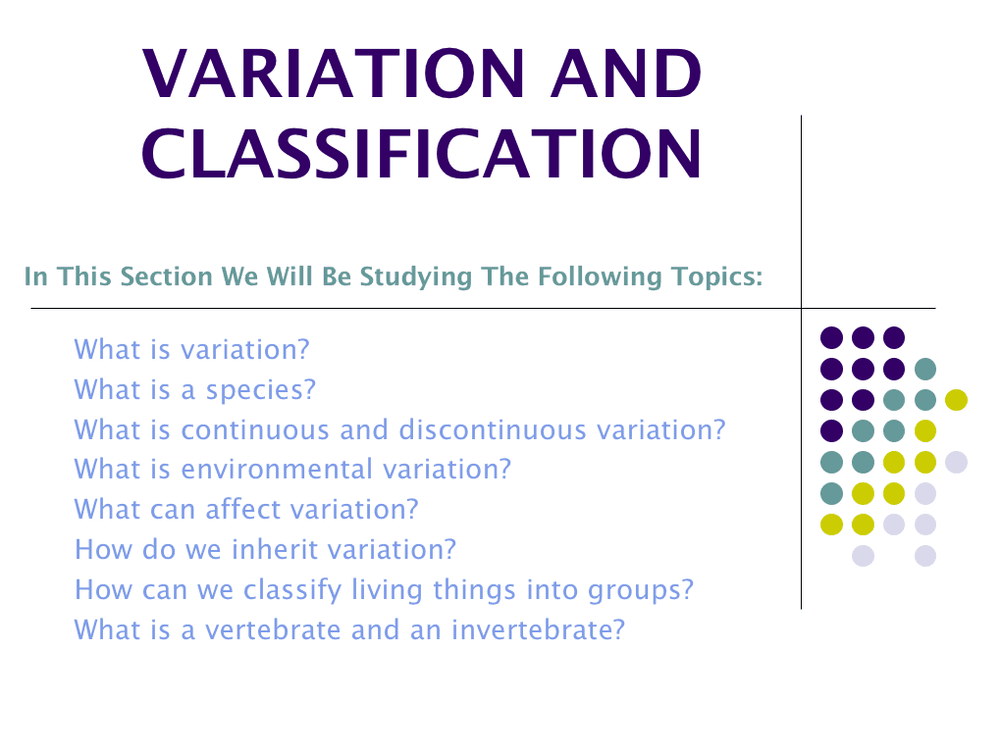 Variation and Classification – KS3 PowerPoint (Year 7) - Curriculum Press