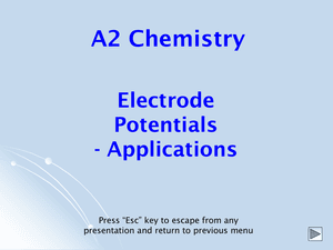 A2 Electrode Potentials Applications