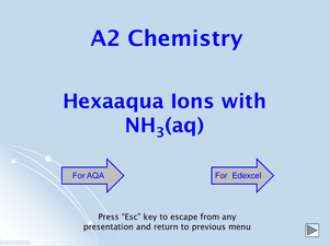 A2 Hexaaqua Ions With Nh3(Aq)