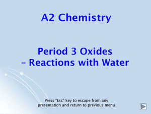 A2 Period 3 Oxides With Water
