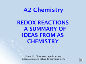 A2 Redox Summary From As