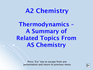 A2 Thermodynamics As Summary
