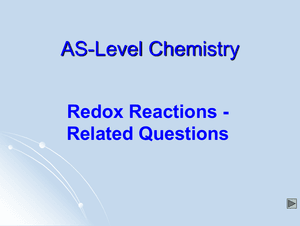 As Redox Related Questions