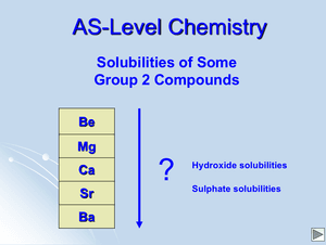 As Solubilities Of Some Group 2 Compounds