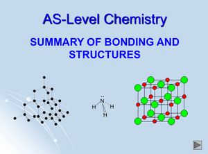 As Summary Of Bonding And Structures