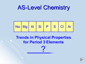 As Trends In Physical Properties For Period 3 Elements