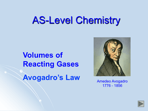 As Volumes Of Reacting Gases   Avogadros Law