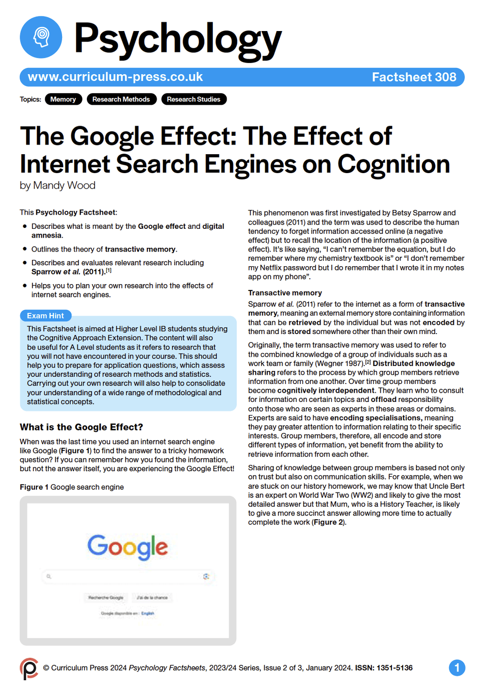 Google Effect The Google Effect: The Effect of Internet Search Engines on Cognition ...