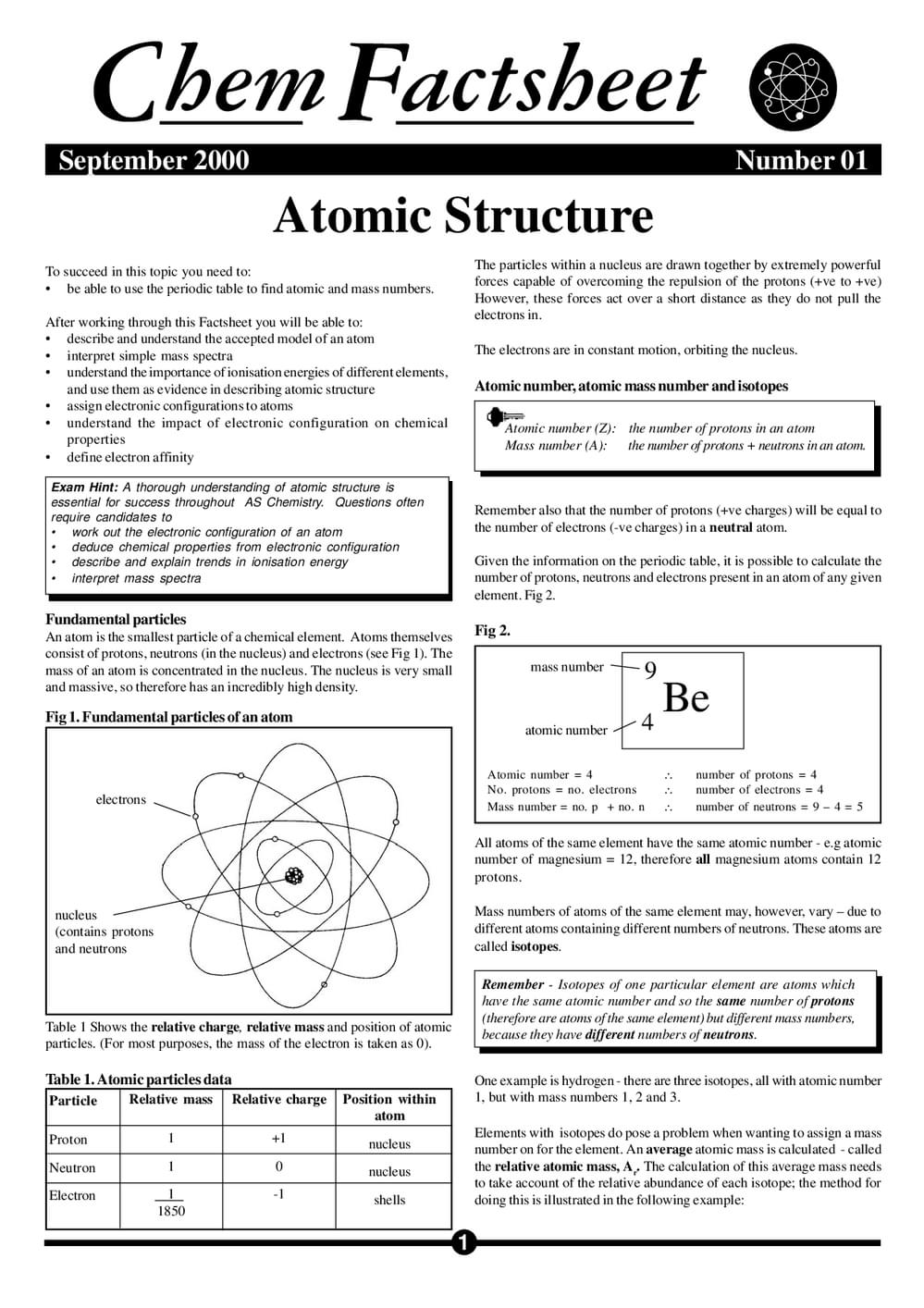 Atomic Structure - Curriculum Press