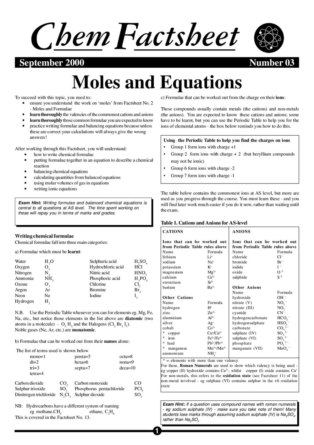 03 Moles Equations