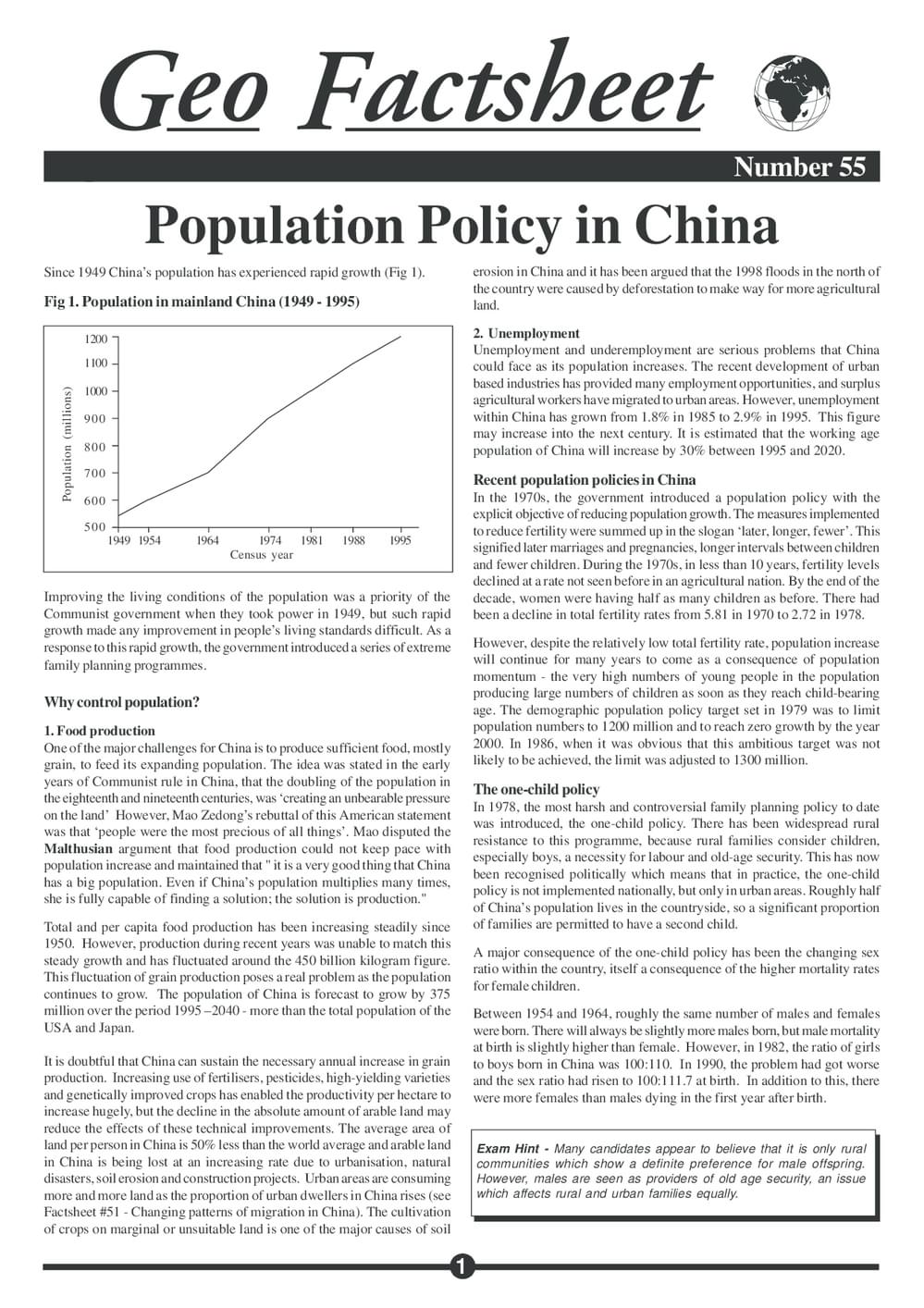 Curriculum Press - Population Policy in China