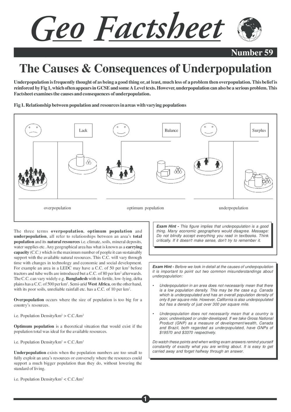 Curriculum Press - Causes and Consequences of Under-Population