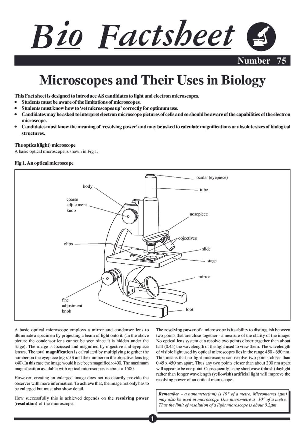 075 Microscope Uses