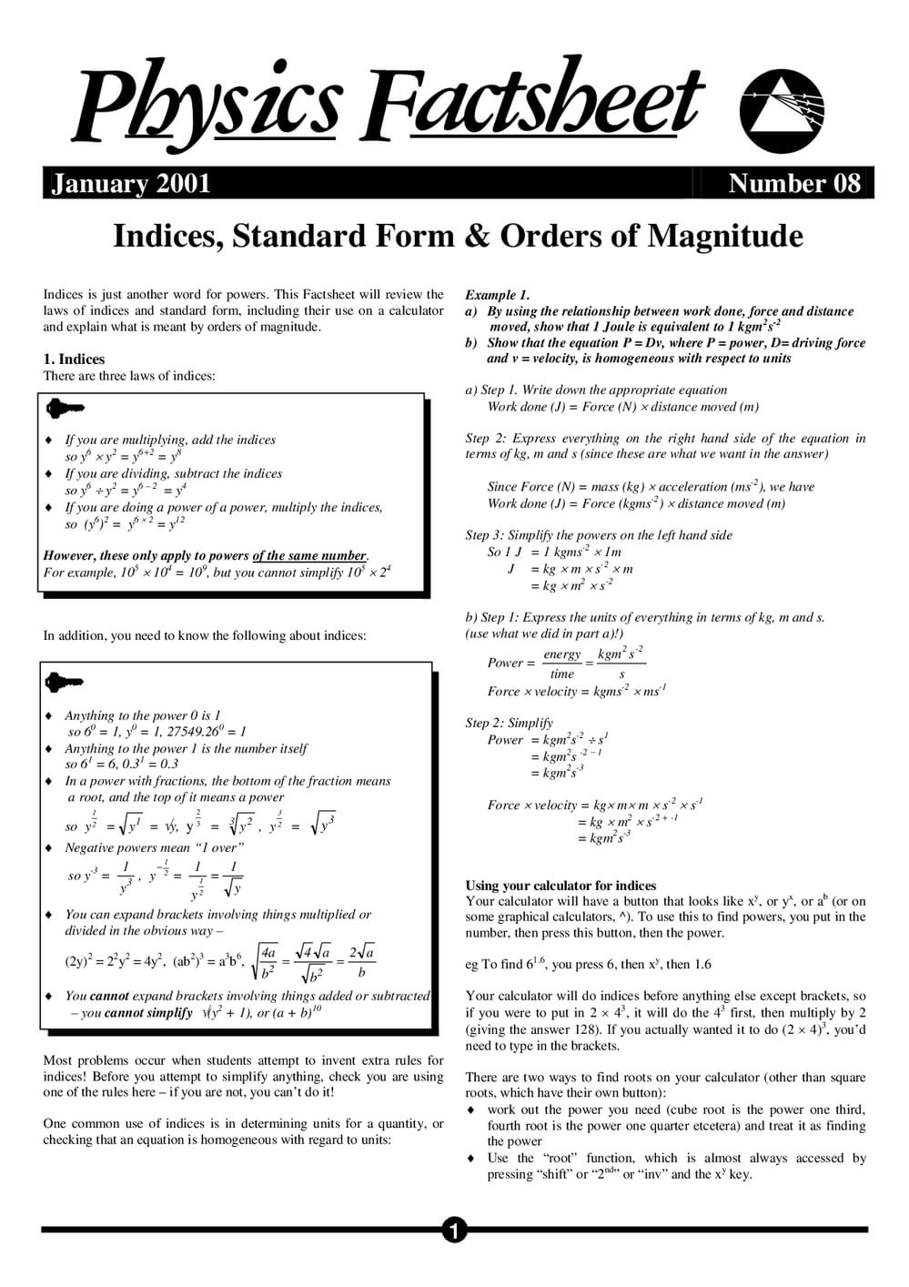08 Indices Standard Form