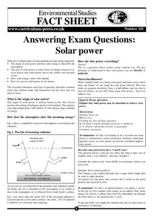 Answering Exam Questions: Solar Power - Curriculum Press