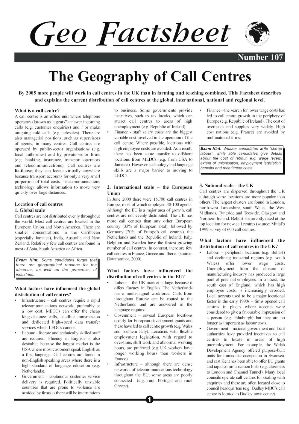 107 Geog Of Call Centres