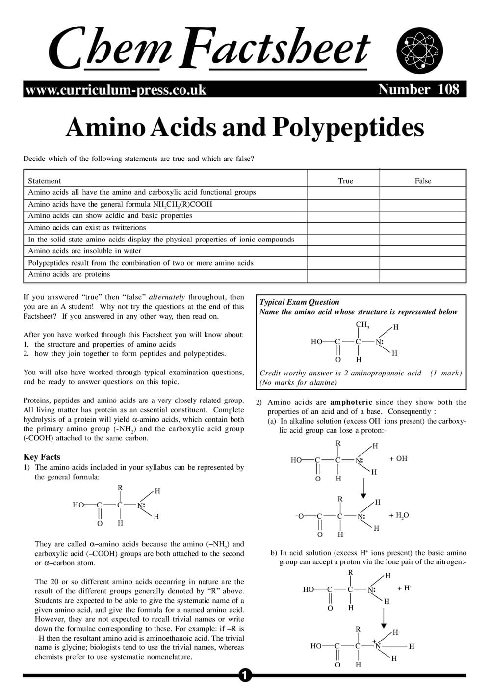 108 Amino Acids And Polymers