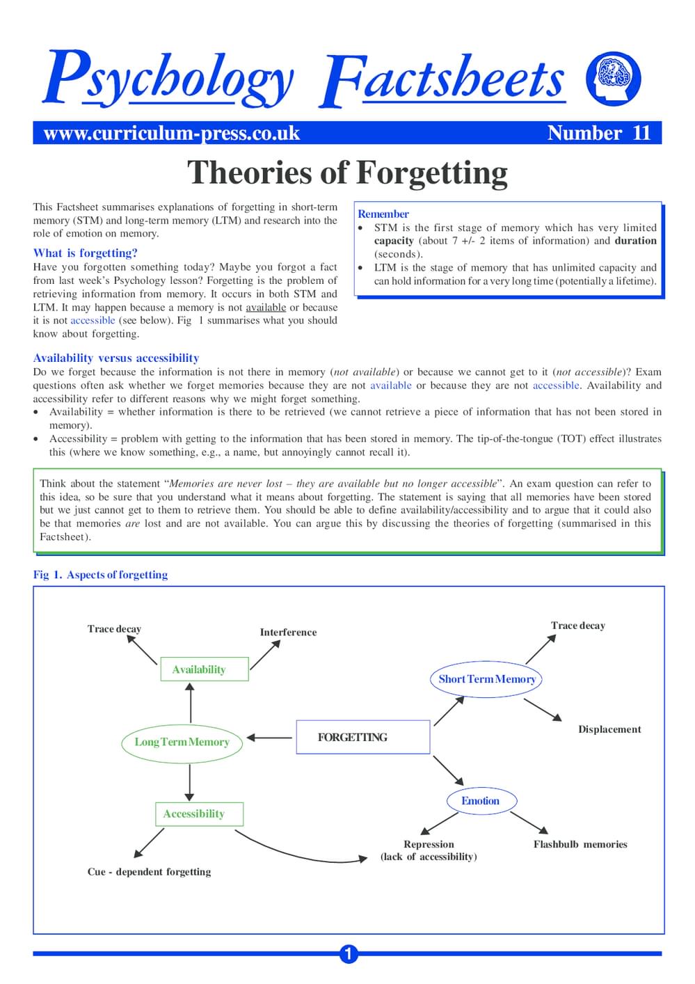 Curriculum Press - Theories of Forgetting