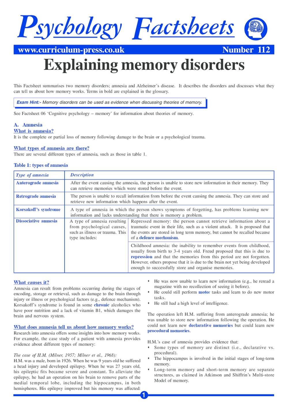 112 Memory Disorders