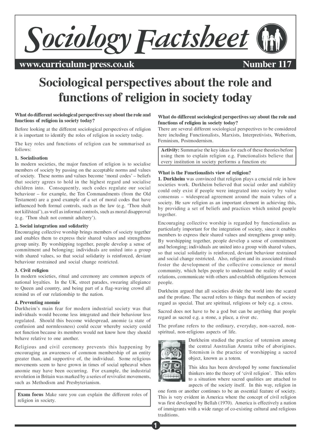 Curriculum Press - Sociological Perspectives about the Role and ...
