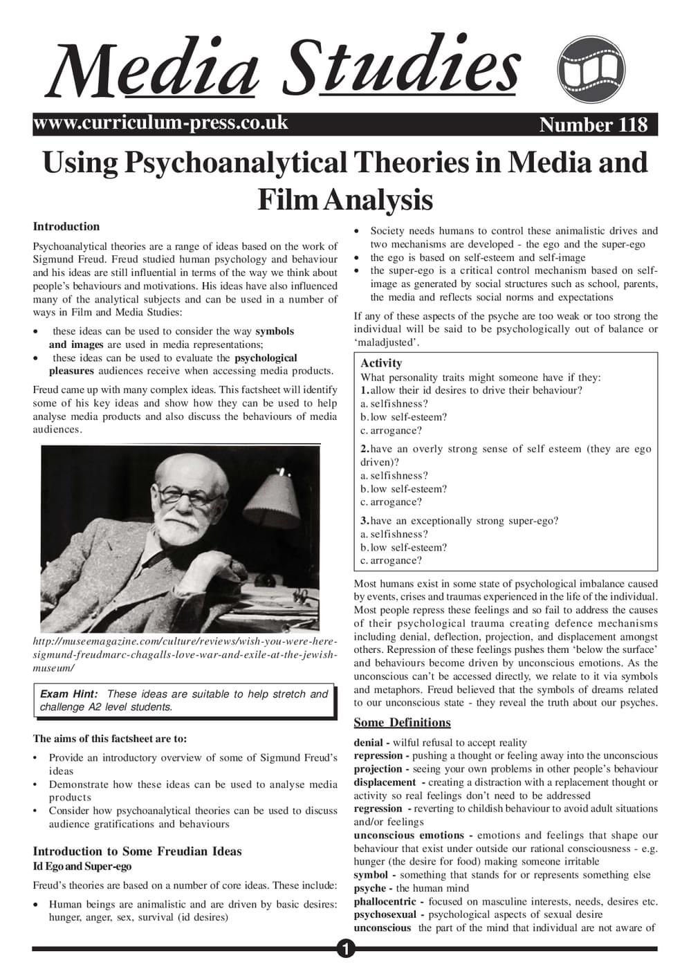 118 Pyschoanalytical Theories