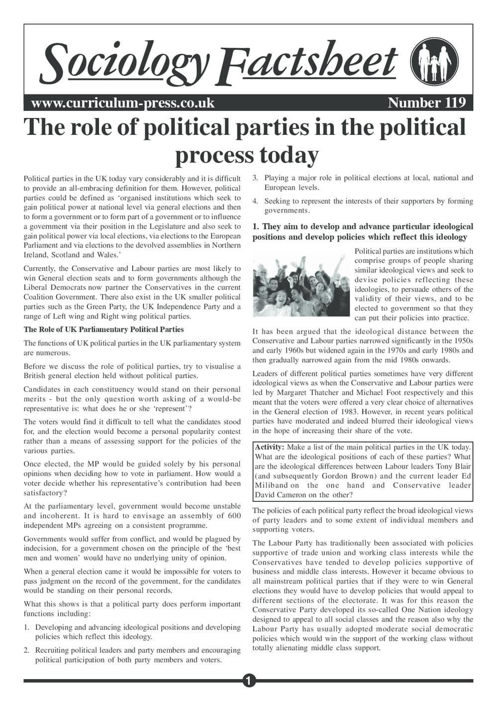 Curriculum Press - The Role of Political Parties in the Political ...