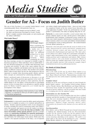 125 Gender For A2 Focus On Judith Butler
