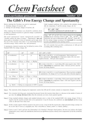 127 Gibbs Free Energy Change