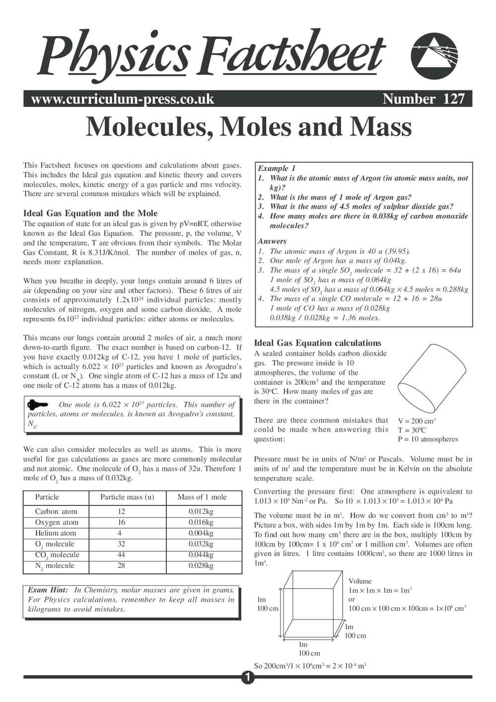 127 Molcules Moles