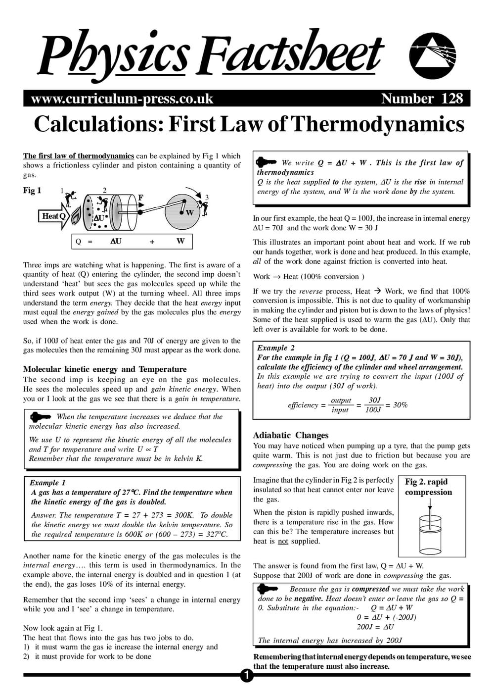 128 Calc  1St Law  Thermo