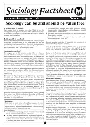 128 Sociology   Value Free
