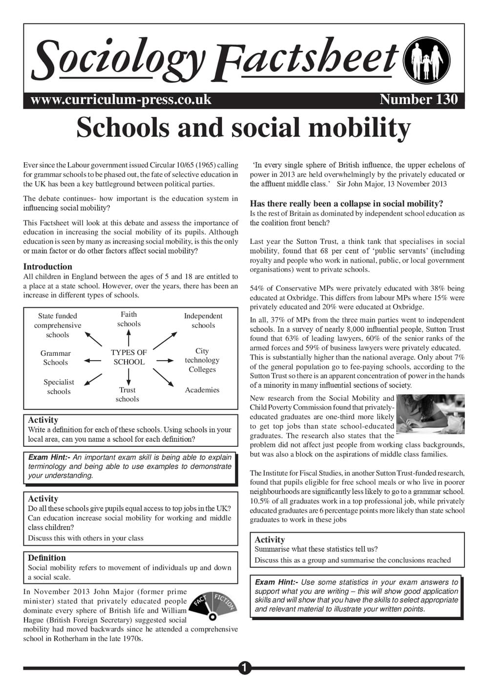130 Schools And Social Mobility
