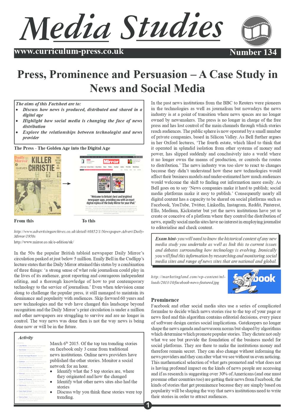 Curriculum Press - A Case Study in News and Social Media