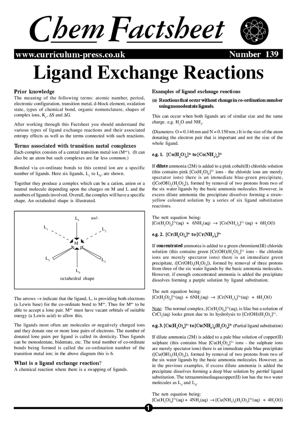 139 Ligand Exchange Reac