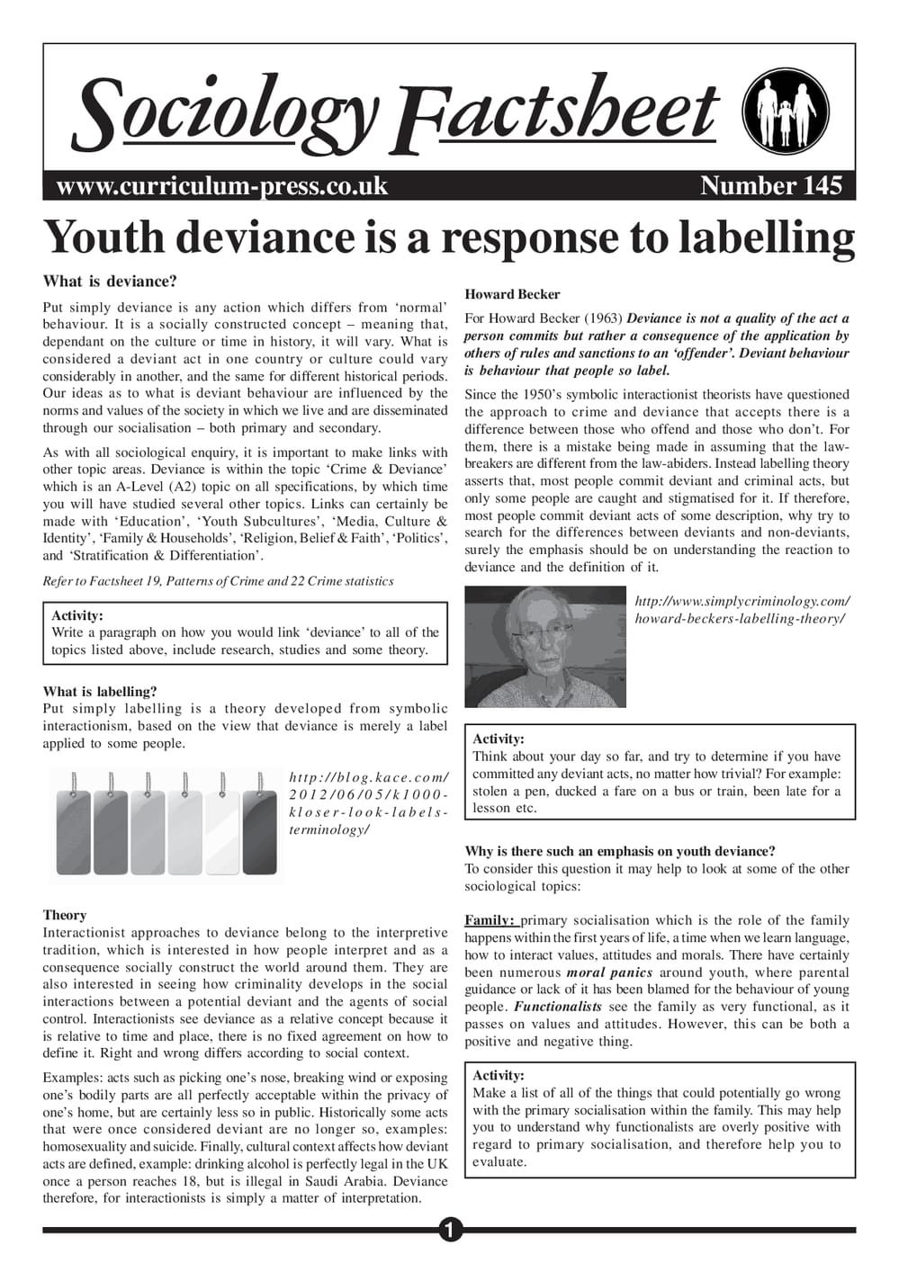 145 Youth Deviance Is A Response To Labelling