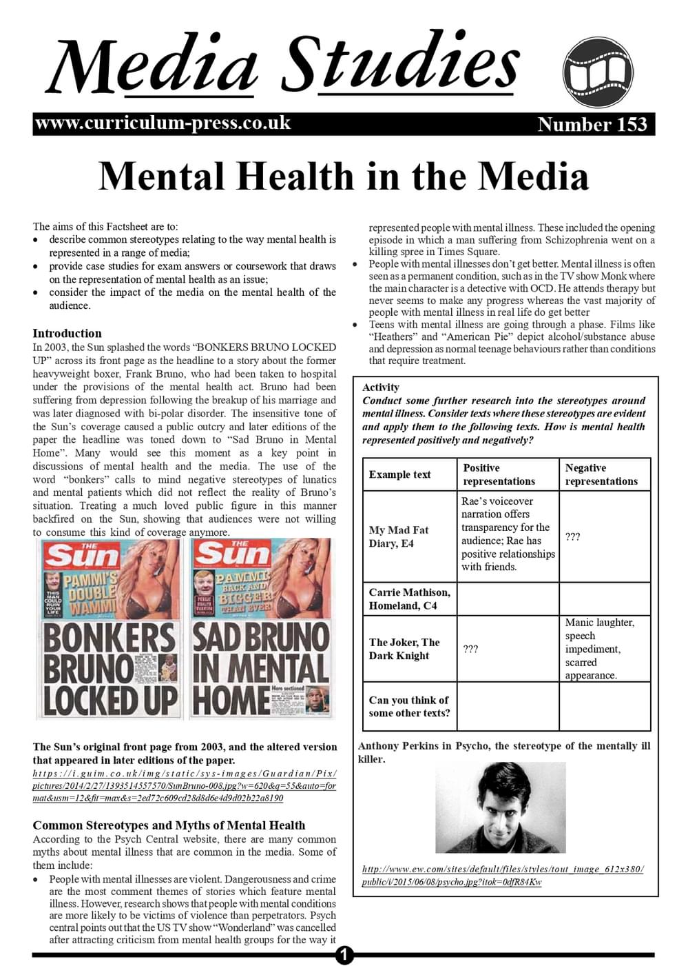 153 Mental Health In The Media