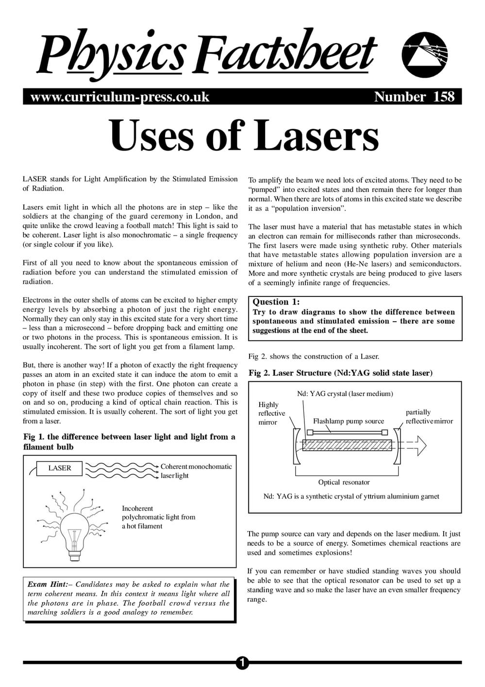 158 Lasers