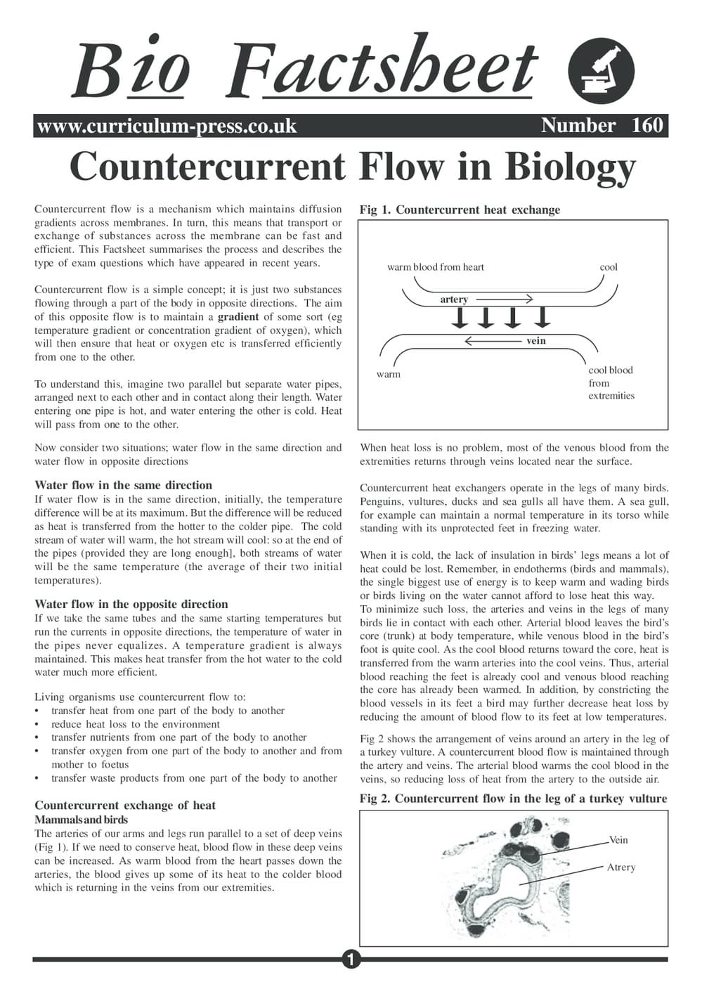 Countercurrent Flow in Biology - Curriculum Press