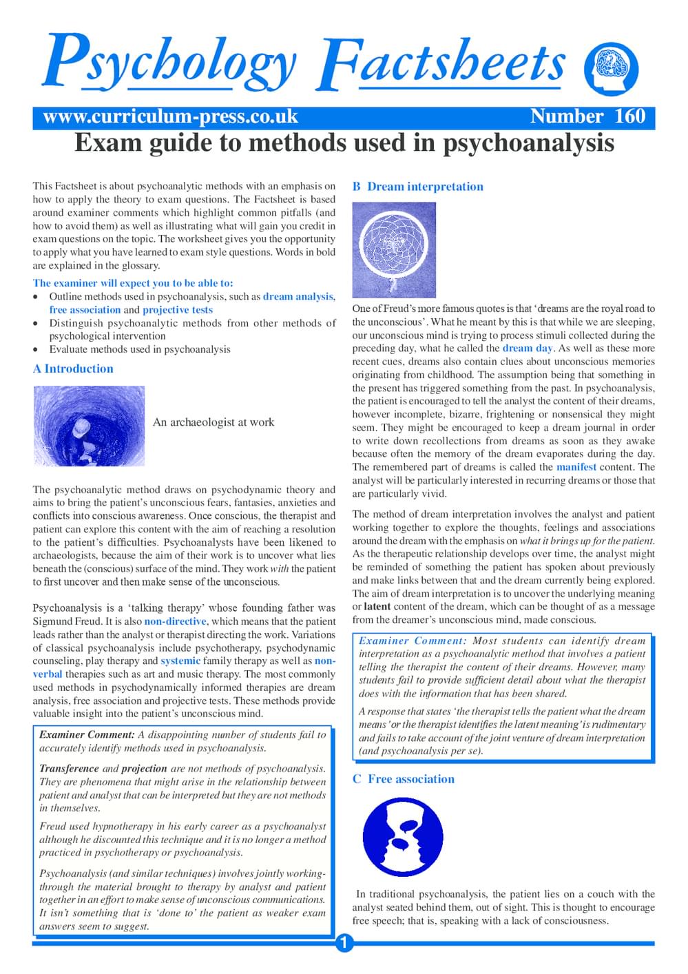 Curriculum Press - Exam Guide to Methods Used in Psychoanalysis
