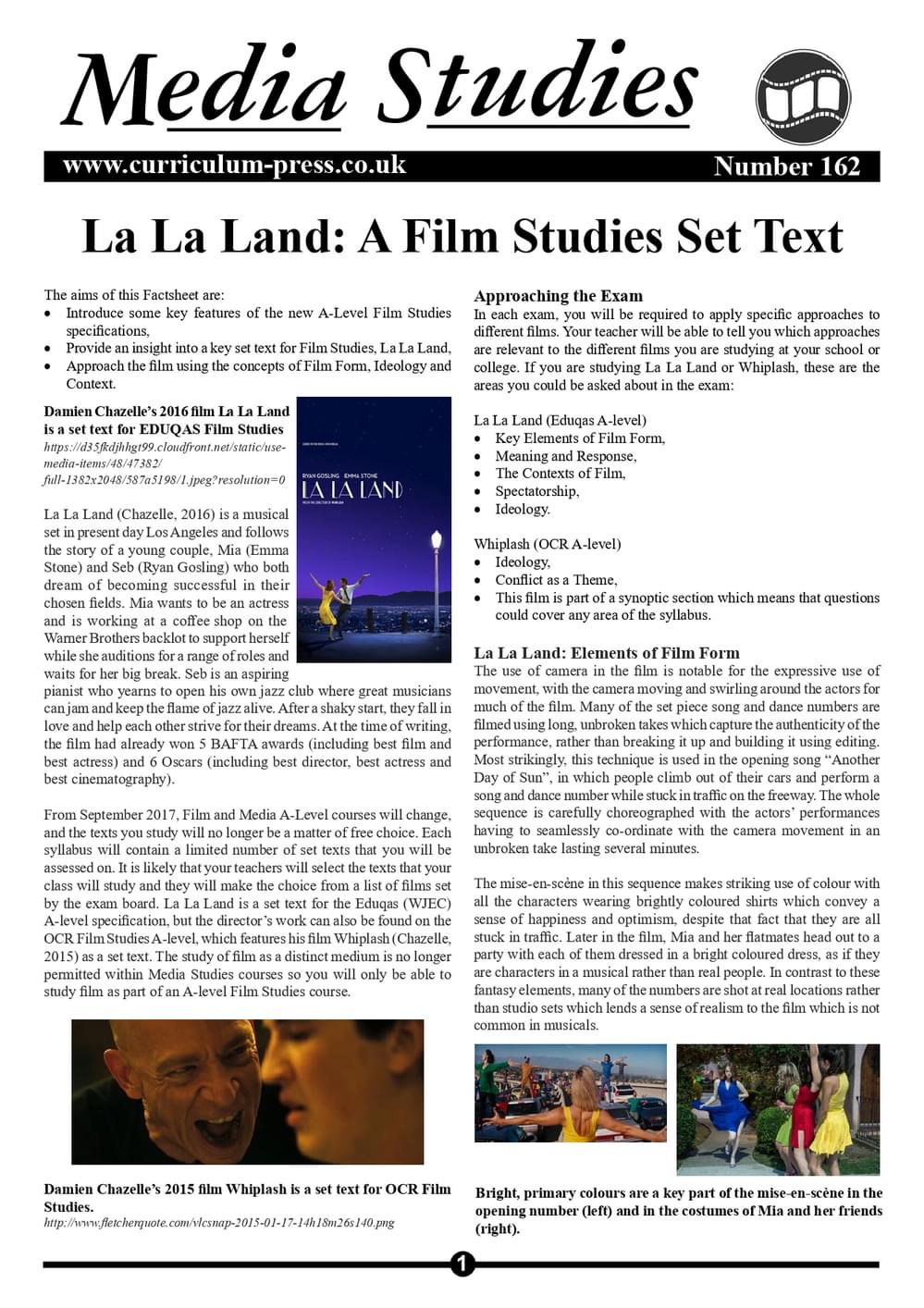 162 La La Land   A Film Studies Set Text