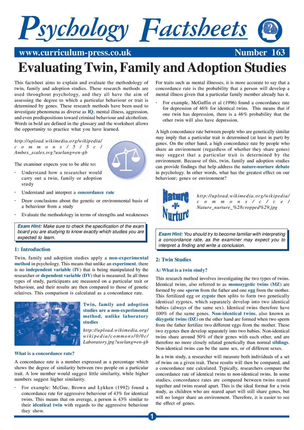 Curriculum Press - Evaluating Twin, Family and Adoption Studies