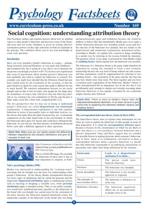 169 Social Cognition Understanding Attribution Theory