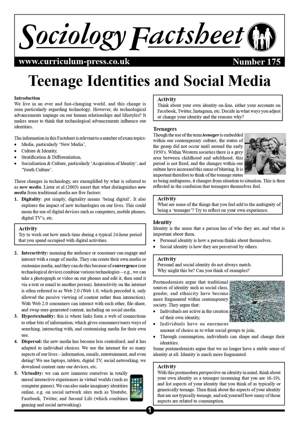 175 Teenage Identities And Social Media
