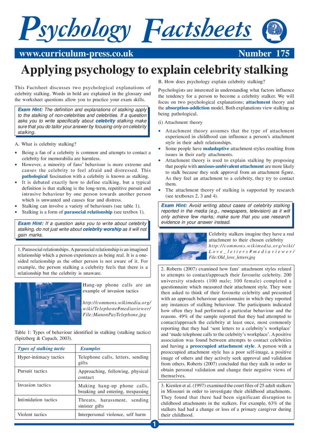 175 Applying Psychology To Explain Celebrity Stalking