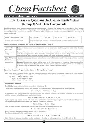 177 Qs Alkaline Earth Metals