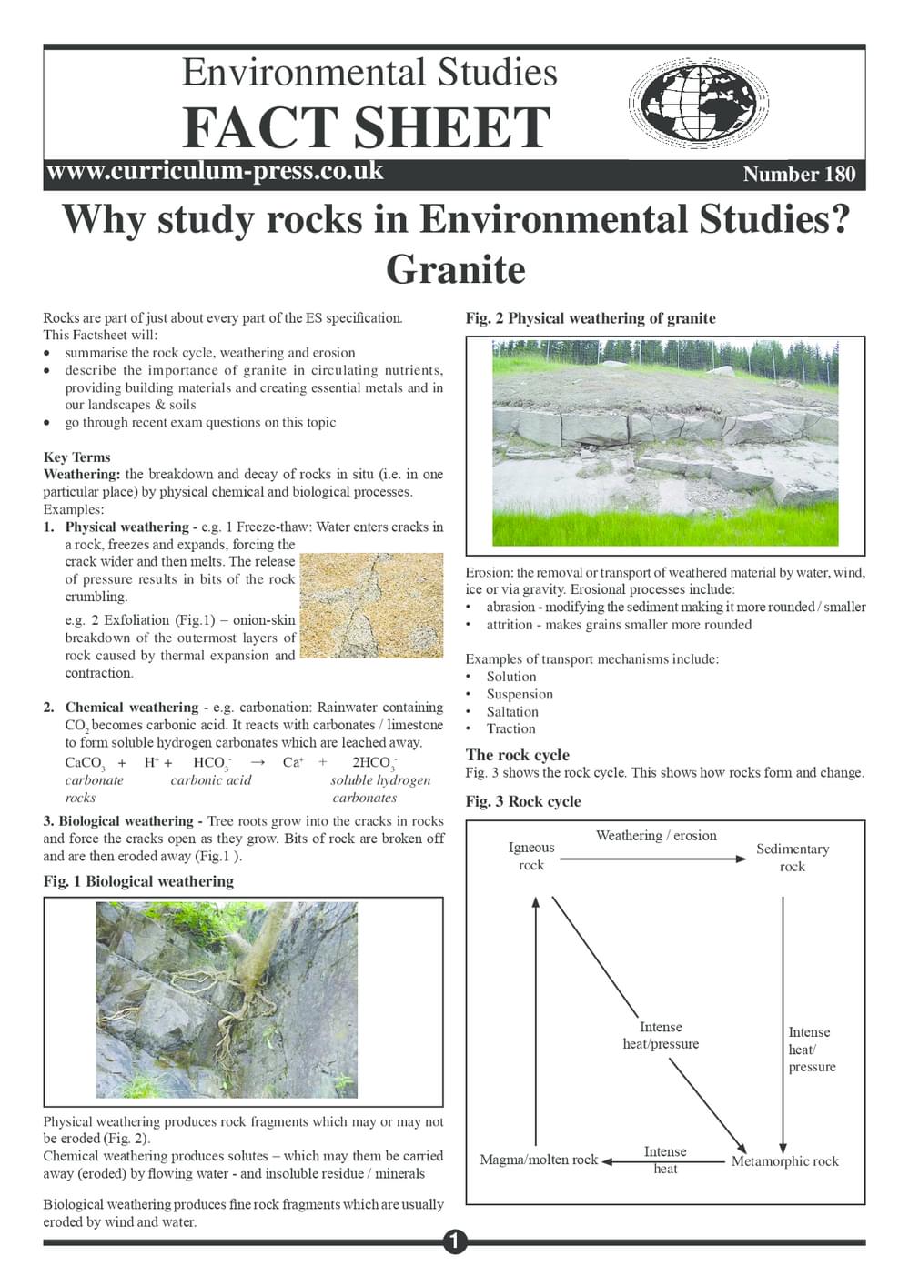 Why Study Rocks in Environmental Science: Granite - Curriculum Press