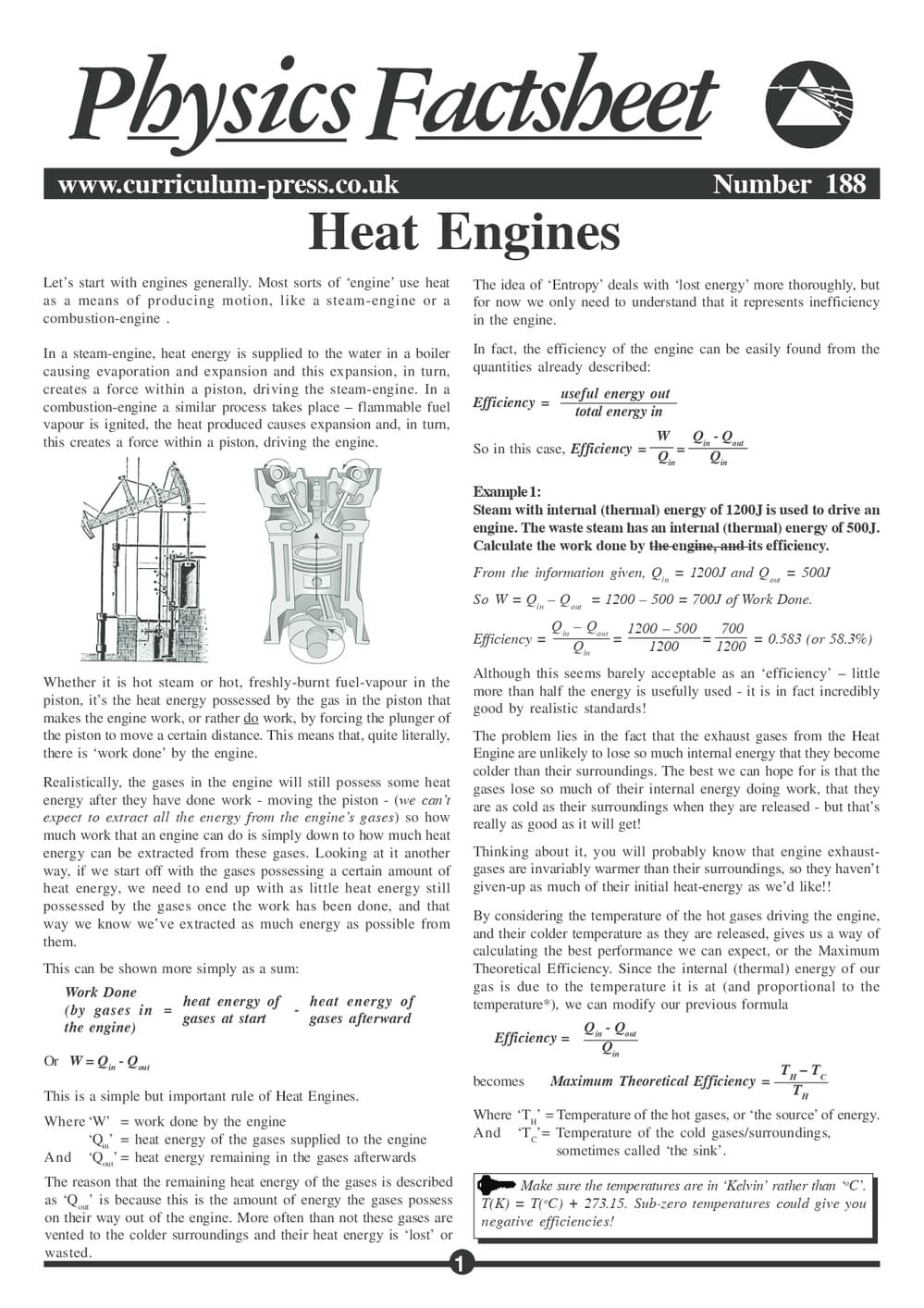 Real Heat Engines Notes.pdf Heat Engines - Curriculum Press