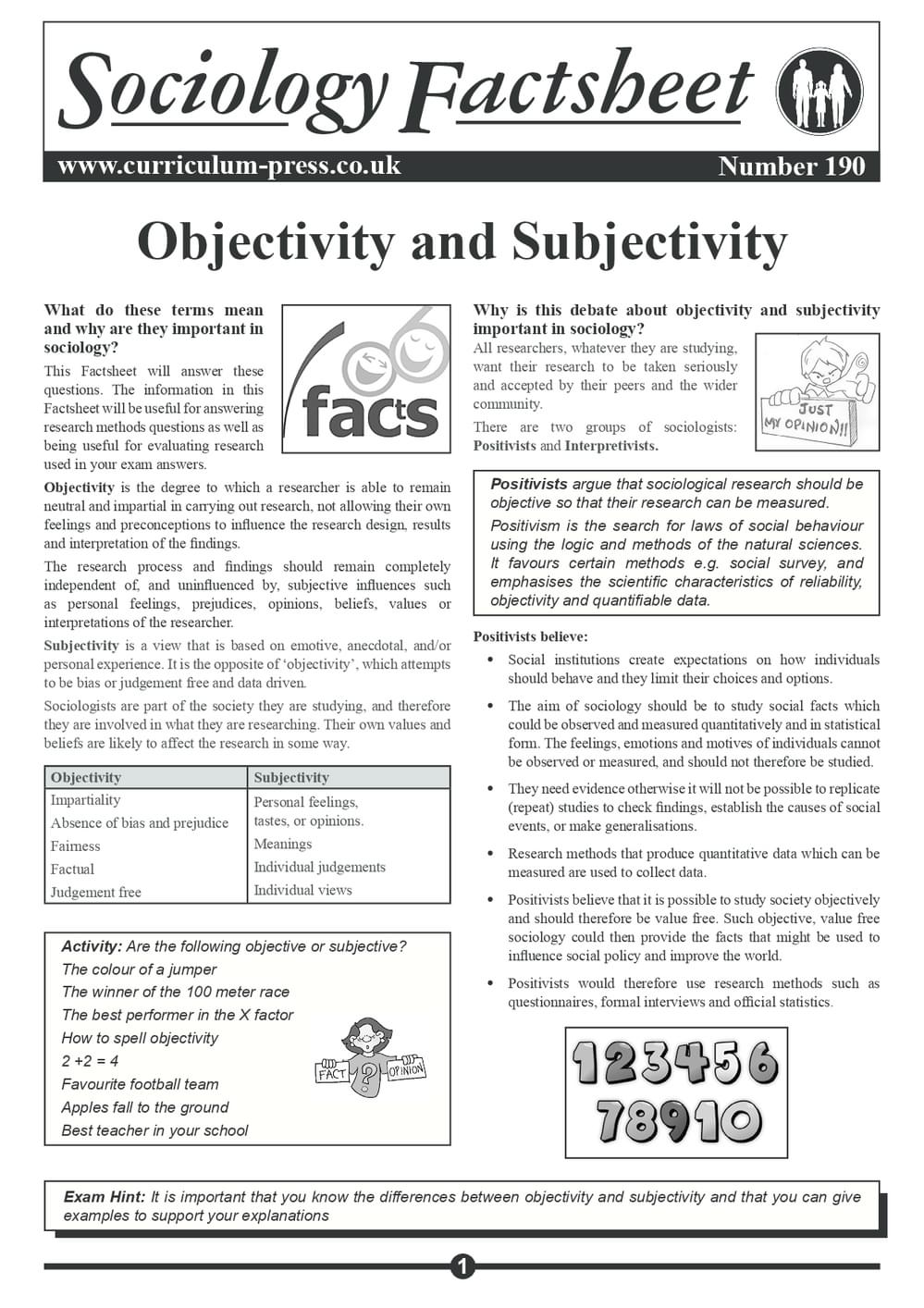 Curriculum Press - Objectivity and Subjectivity