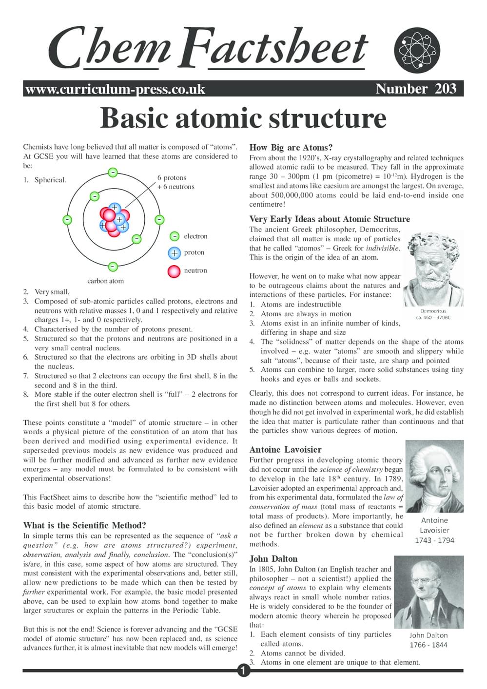 203 Basic Atomic Structure