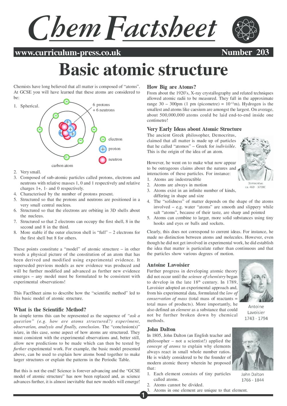 Basic Atomic Structure - Curriculum Press